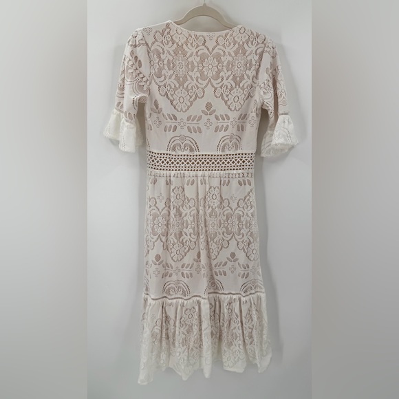 Ivy City Co Monroe Lace Button Down Midi Dress White Small - Picture 6 of 6
